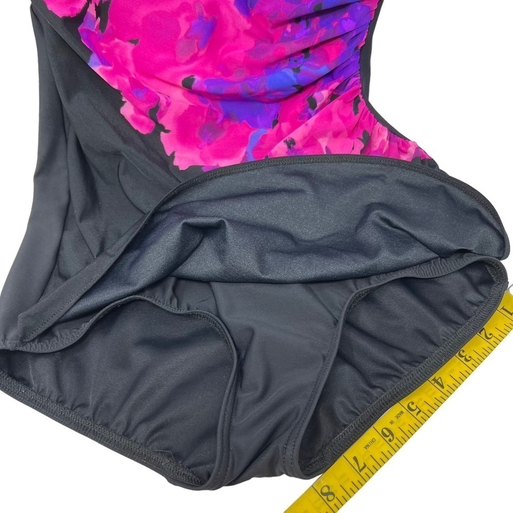 Lands' End Women's Black Pink Purple Floral Print One Piece Athletic Swimsuit 6 - Picture 14 of 15